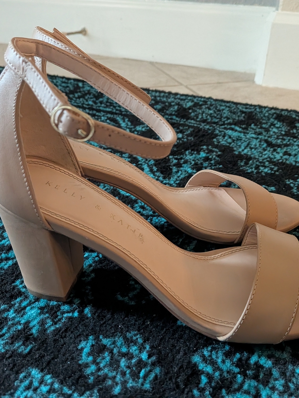 Kelly & Katie "Hailee" Nude Tan Ankle-Strap Block Heels - Picture 6 of 6